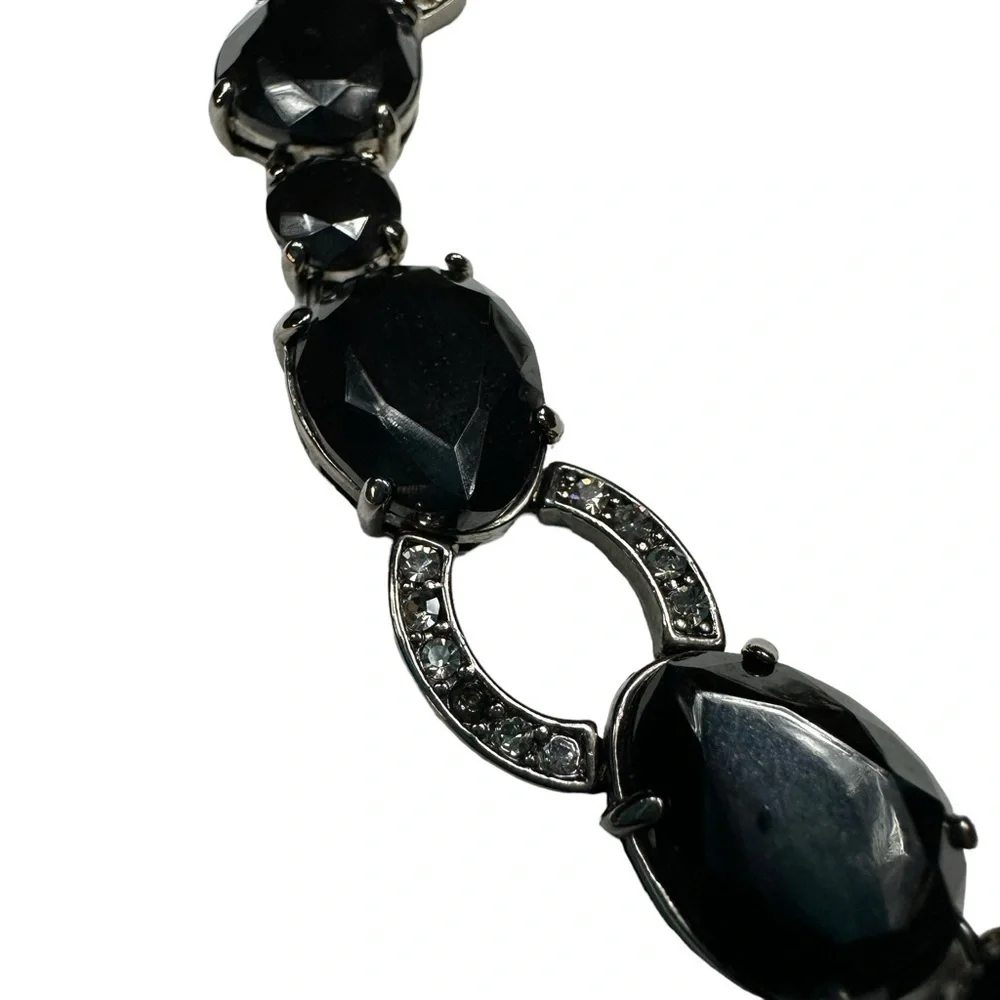 Black Onyx Beaded Crystal Necklace and FREE Earrings